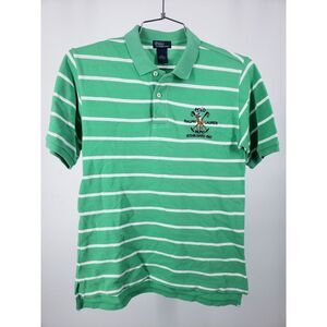 Polo Ralph Lauren Children Youth L Green White Striped‎ Shirt Big Pony *See Desc